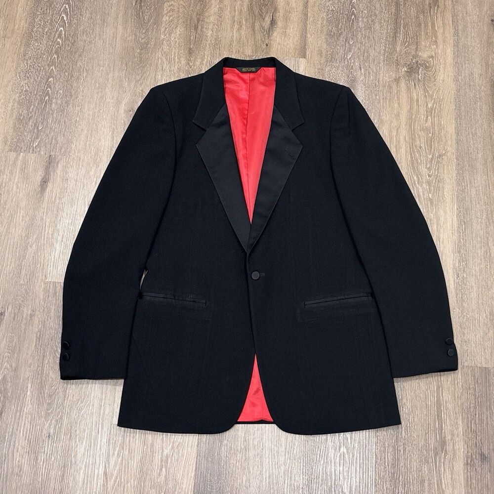 Vintage Pierre Cardin Couture Black Tuxedo Jacket Blazer Wool Satin 42XL - Picture 2 of 13